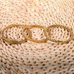 Stainless Steel Wire Rope <b>Bracelet</b> <b>Set</b> Men's Cross Design Gift Jewelry Yiwu Origin YM 0408 - Product Image 1