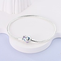 Gelang Pesona Mahkota Lintas Batas dengan Moissanite Potongan Hati Berlapis Perak 925 Sterling Silver Unisex Bersertifikat GDTC