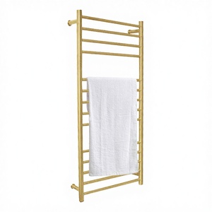 Hotel Wall-Mounted Heated Towel <b>Drying</b> <b>Rack</b> with Brushed Gold Finish Stainless Steel Construction Chrome Surface Modern Design - Product Image 2