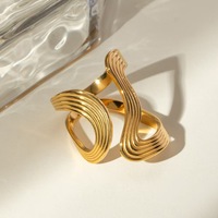 Bague ouverte double en forme de S, en or 18 carats, design 5D, style épuré et original, pour femmes, Europe et États-Unis