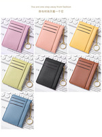 Porte-cartes en cuir PU promotionnel, porte-clés, portefeuille, étui pour cartes de crédit, porte-monnaie, porte-carte d'identité et de bus pour femme