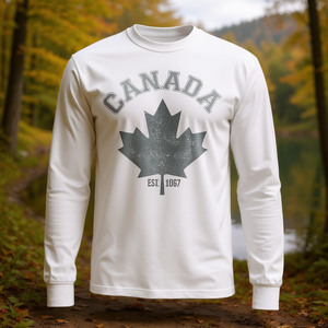 เสื้อยืดแขนยาวแคนาดา เมเปิล ลีฟ ดีไซน์วินเทจ ตั้งแต่ปี 1867 - Product Image 3