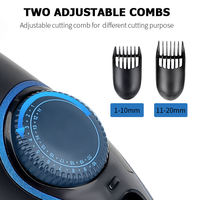 Tondeuse à cheveux sans fil réglable avec peigne amovible, rechargeable par USB, pour hommes