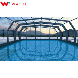 Serre de jardin extérieure moderne en alliage d'aluminium <span class=keywords><strong>avec</strong></span> toit rétractable en plaques de polycarbonate, pour <span class=keywords><strong>piscine</strong></span> - Product Image 4