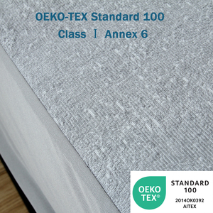 Tapis <span class=keywords><strong>de</strong></span> <span class=keywords><strong>lit</strong></span> en coton gris biologique - Tricoté uni, imperméable, <span class=keywords><strong>anti</strong></span>-insectes et respirant pour les tailles Twin XL - Product Image 4