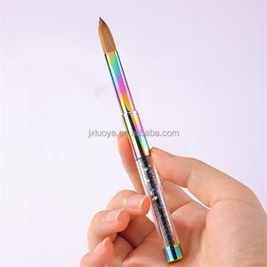 Brosse à ongles ovale plate en acrylique de luxe Kolinsky Hair pour débutants Virole sertie pour nettoyage à l'acétone - Product Image 5