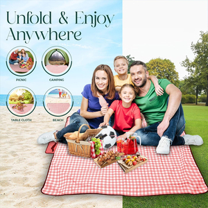 Grande couverture de pique-nique pliable à carreaux traditionnels, tapis de plage à séchage rapide et doux pour la peau, tapis d'extérieur solide pour le camping et la plage - Product Image 6