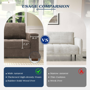 Divani Futon per Soggiorno, Set Divano a 3 Posti in Ciniglia con Ricarica USB, Rivestimento Rimovibile e Struttura in Legno Massello - Product Image 6