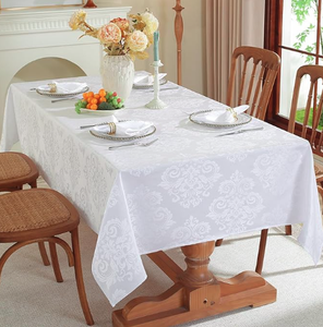Nappe blanche en coton et polyester, lavable, infroissable, pour la maison, la salle à manger, la <span class=keywords><strong>cuisine</strong></span>, les fêtes - Product Image 1