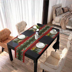 Ensemble de nappes de table en polyester/coton imperméable de luxe rouge imprimé flocons de neige pour la maison et l'hôtel, décoration de Noël, cuisine - Product Image 3