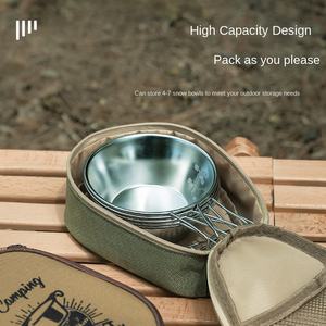 Sac de rangement imperméable en tissu Oxford de grande capacité, table de camping moderne en acier inoxydable, kit de vaisselle, bol à neige - Product Image 2