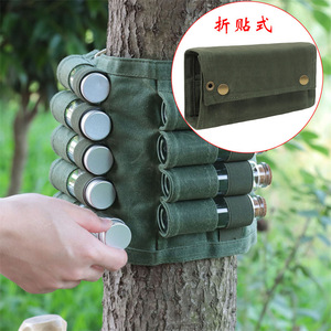Sac à épices portable avec 9 supports pour bouteilles, pour barbecue en plein air et utilisation en cuisine, kaki et vert militaire - Product Image 2