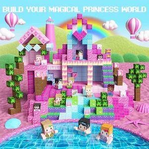 100 Piezas Bloques Magnéticos de Construcción <span class=keywords><strong>Princesa</strong></span>, Juguetes de Plástico con Imán, Castillo Rosa, STEM Educativo, Juegos Sensoriales DIY, >14 Años, Cumpleaños - Product Image 3