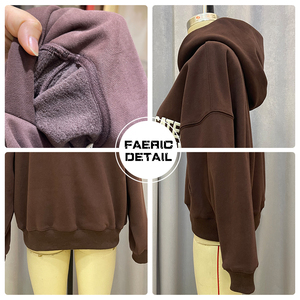 Hiver Free Mock Pull à <span class=keywords><strong>capuche</strong></span> en polaire couleur unie avec poche kangourou, unisexe, coupe oversize, écologique, 360g, Streetwear - Product Image 4
