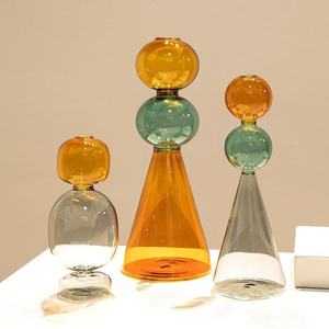 Vaso da Tavolo Idroponico Trasparente a Doppio Strato in Vetro Colorato Semplice e Creativo con Design Costiero <span class=keywords><strong>per</strong></span> Arredamento Casa - Product Image 2