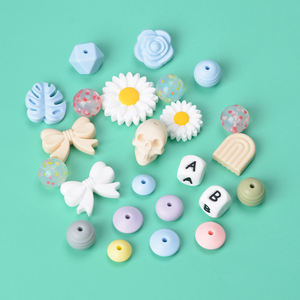 Perles focales en silicone de qualité alimentaire 100 % sans BPA, formes lentille, papillon, <span class=keywords><strong>arche</strong></span>, pièce de monnaie, abaque pour la dentition des bébés, vente en gros - Product Image 2