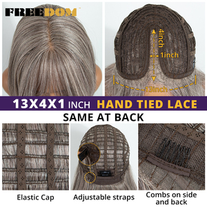 FREEDOM Perruque Lace Front en fibre haute température avec frange, 20 pouces, lisse, dégradée, pré-coupée, pour blonds et bruns, pour <span class=keywords><strong>cosplay</strong></span> rose - Product Image 6