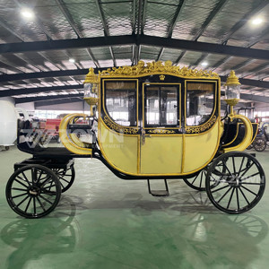 Calèche royale électrique à 4 roues, design orné noir et or, pour parc d'attractions, manoir, visites touristiques, festival - Product Image 6