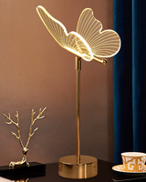 Lampe de table LED moderne et simple, motif floral, chaleureuse et romantique, papillon tricolore, intensité réglable, pour chambre à coucher, salon, décoration intérieure