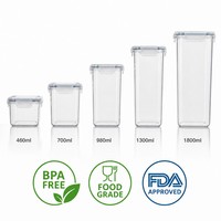Contenedor de Almacenamiento de Alimentos de Plástico Transparente Hermético, Apilable, Organizador de Granos y Snacks para Cocina, con Tapa de Cierre a Presión, Venta al Por Mayor