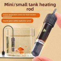 Mini Calentador Automático de Temperatura Constante con Varilla de Cuarzo y Plástico para Peceras Pequeñas, Termostato USB para Peces Tropicales