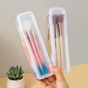 Plastic <b>Makeup</b> <b>Brush</b> <b>Case</b> With Lid Transparent Dustproof Portable Travel Organizer For Cosmetic Storage - Product Image 1
