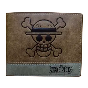 Cartera Bifold Corta <span class=keywords><strong>de</strong></span> Cuero PU para Hombre, Diseño <span class=keywords><strong>de</strong></span> Anime Japonés Luffy <span class=keywords><strong>de</strong></span> One Piece y Attack on Titan, Color Caqui con Espacio para Fotos y Monedero - Product Image 3