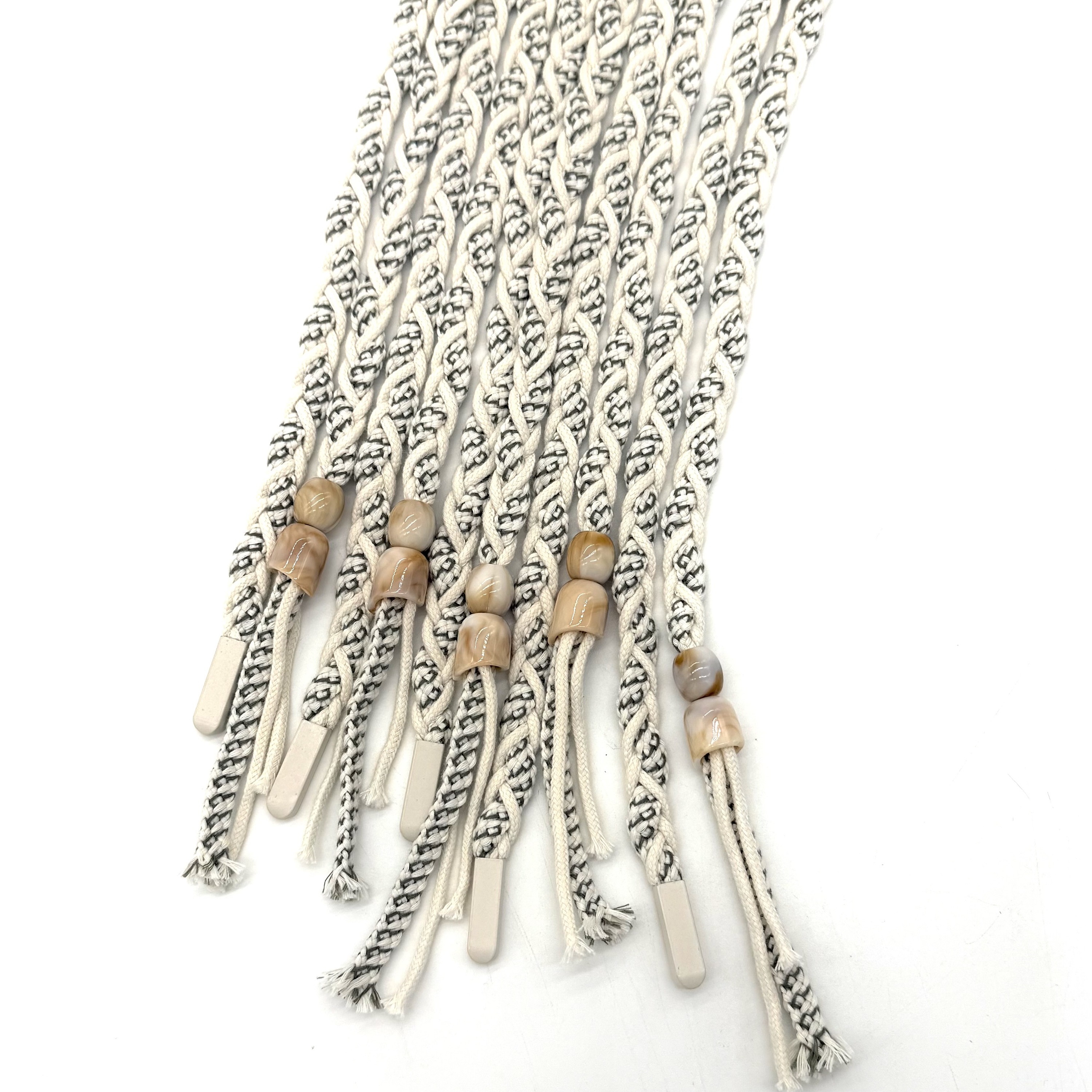 Sofine Innovative Twotone Braided Drawcord with Decorative Bead and Matte Metal Aglet