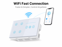 Interrupteur intelligent pour ventilateur et éclairage OCY 4 Gang 10A Zigbee WiFi avec panneau en verre pour application et commande à distance Alexa Smart Home