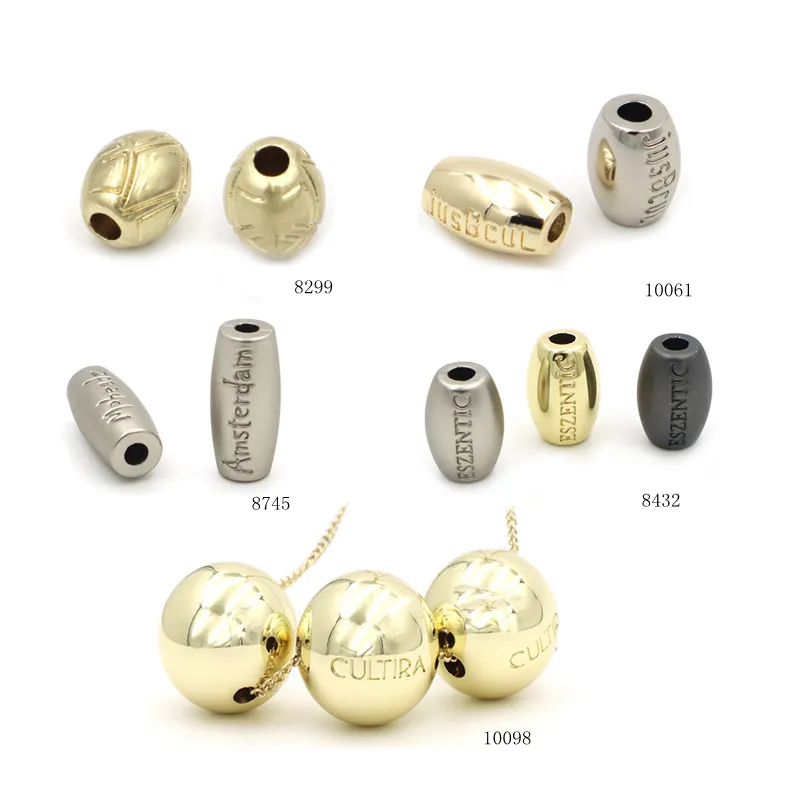 Liga de zinco personalizado gravura grânulos 12MM Gunmetal redondo personalizado gravado logotipo espaçador grânulos para fazer jóias
