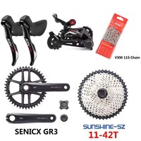 Groupe de transmission SENSAH SRX PRO 1x11 vitesses pour vélo de route, avec dérailleur arrière 11 vitesses, pédalier GR3, cassette et chaîne, pour vélos de gravier et cyclo-cross