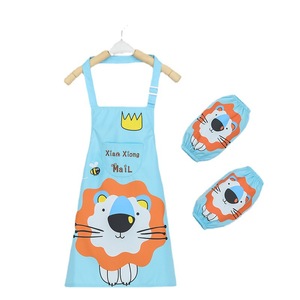 Pintura transpirable para niños, arte para niños, cocina acogedora, patrón de animales, babero, delantal para limpiar mangas de velcro - Product Image 1
