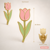 Broche Tulipe Rose 2D en Émail Souple, Bijou Fleur de Tulipe Printemps Pâques, Badges Métalliques en Gros, Épingles en Émail Personnalisées