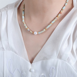 สร้อยคอประดับลูกปัดหรูหราประณีตพร้อมจี้มุกสำหรับผู้หญิง - Product Image 4
