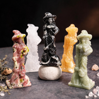 Figurines de sorcières sculptées à la main en cristal naturel, artisanat en cristal de haute qualité, décoration de cadeau d'Halloween, vente en gros