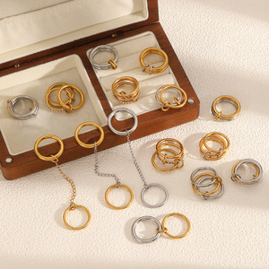 Geometric Stainless Steel <b>Ring</b> Multi Layered <b>Titanium</b> Steel Unisex Fashion <b>Rings</b> Gift Jewelry - Product Image 1