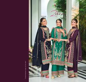 Haute qualité Hevey Chinon brodé Salwar Kameez nouveau costume pakistanais pour adultes variation de couleur-prix de gros pour les fêtes - Product Image 5