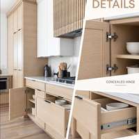 Meubles de cuisine de luxe style Japandi avec service d'aménagement intégré, mobilier de cuisine en bois clair pour projet de villa