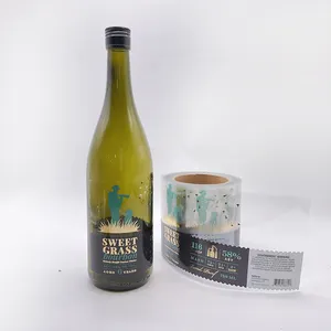 Custom Waterproof Self Adhesive Transparent Gold Foil Wine Bottle Label Printing