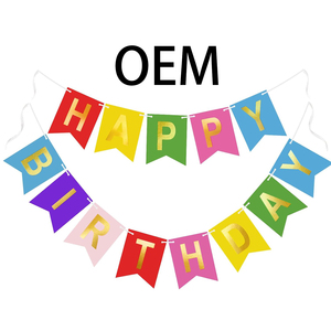 Guirnalda de Papel con Estampado Dorado de Feliz Cumpleaños para Decoración de Paredes en Fiestas - Product Image 1