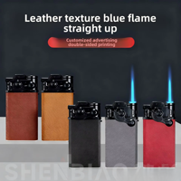 Briquet à gaz rechargeable noir coupe-vent à flamme bleue, prix d'usine