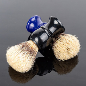 Wanmei Brosse à raser pour homme 10x3,4 cm en poils de sanglier imitation poils de blaireau bleu et noir pour usage en salon - Product Image 3