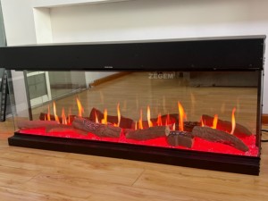 <span class=keywords><strong>Cheminée</strong></span> électrique LCD holographique à 3 faces <span class=keywords><strong>de</strong></span> 1000 mm avec flamme réglable, insert en acier pour usage domestique et hôtelier - Product Image 4