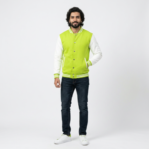 Wholesale Custom <b>Men's</b> Quick-Dry Varsity Baseball <b>Jacket</b> Polyester/Cotton Windbreaker Waterproof Plus Size Stand Collar Front - Product Image 1