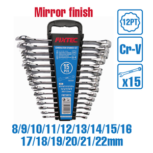 Juego de Llaves de Boca Abierta FIXTEC de 15 Piezas, Doble Uso, Combinación Rápida de Doble Cabeza, Herramienta para Reparación de Automóviles, FHCS0015 - Product Image 2