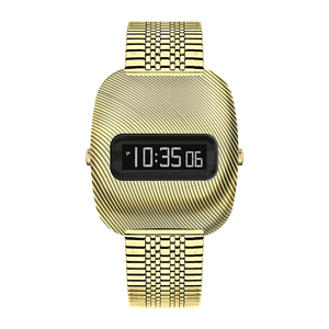 <span class=keywords><strong>Montre</strong></span> Ondulation Temps Rétro 1970s <span class=keywords><strong>Montre</strong></span> Numérique Électronique Unique Vague Motif LCD Affichage En Acier Inoxydable DG Couple Montres - Product Image 1