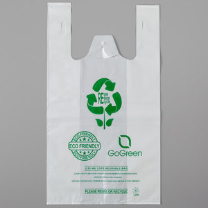 Custom Logo Heavy Duty Plastic Foldable Organic Reusable Grocery <b>T</b>-<b>shirt</b> Bags - Product Image 3