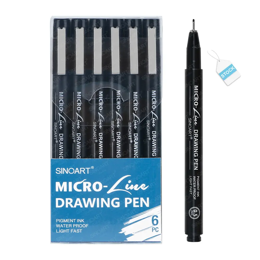 Sinoart In Voorraad 6Pcs Fineliner Pen Sets Micro Naald Pen Voor Schets Ontwerp