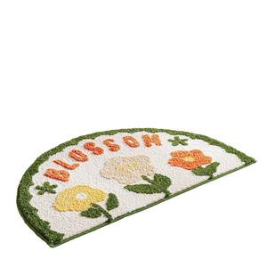 Tapis de bain moderne en forme de U à motif floral, en polyester absorbant et antidérapant, tapis de sol semi-circulaire pour cuisine et salle de bain avec plantes et motifs - Product Image 3