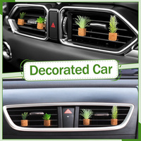 Diffuseur de parfum pour voiture en liège biodégradable, design moderne en forme de jolie fleur en pot, à clipser sur la grille d'aération, variété de parfums
